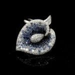 Blue Calla Lily Ring with Blue Sapphires and Diamonds