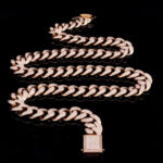 Miami Cuban Halskette in Rosegold voll ausgefasst mit Diamanten Brillanten