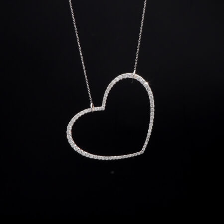 Flying Heart White Gold Diamonds Necklace