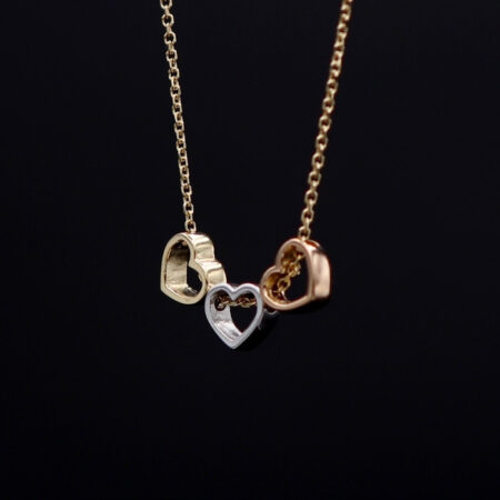 Trinity Love Heart Necklace Yellow Gold Rose Gold White Gold Pendant