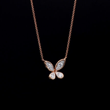 Rose Gold Butterfly Brilliant Pendant Necklace