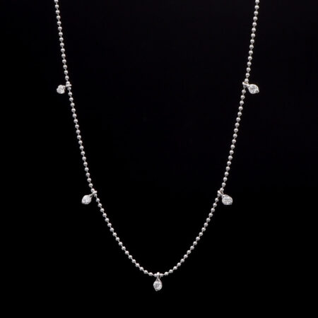 five diamonds necklace white gold modern