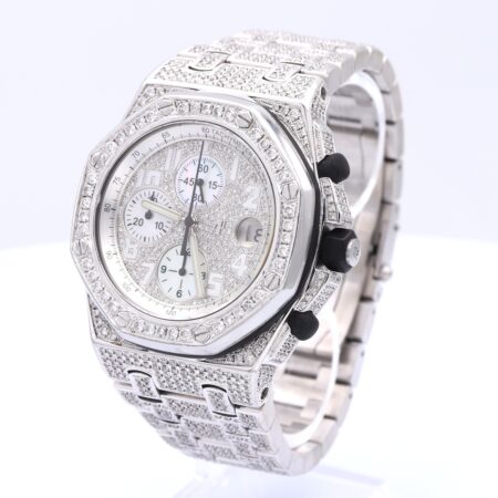 Audemars Piguet Royal Oak Offshore subsequently set with diamonds. REF: 25721ST.OO.1000ST.07.A