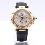 Cartier Pasha Dual Time Power Reserve in yellow gold on leather strap
