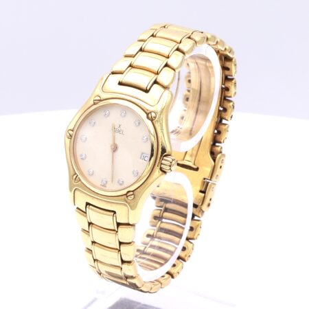 Ebel Lady Classic Wave in Gelbgold mit brillant Zifferblatt.