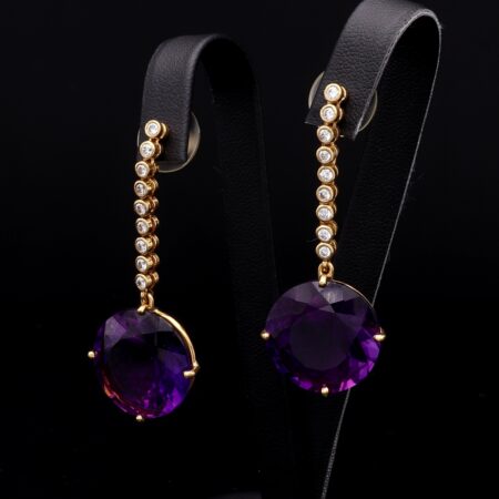 Golden Grape Glam Amethyst Diamond Earrings